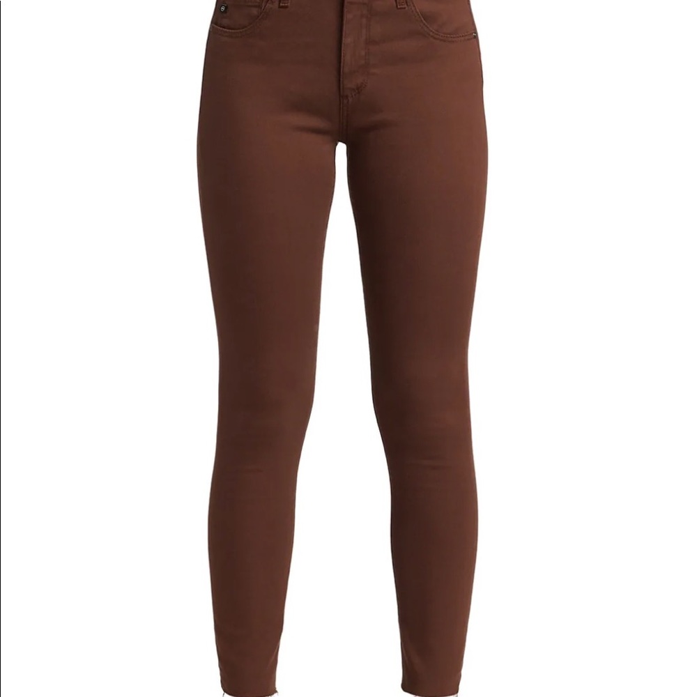AG brown cotton cigarette leg pants